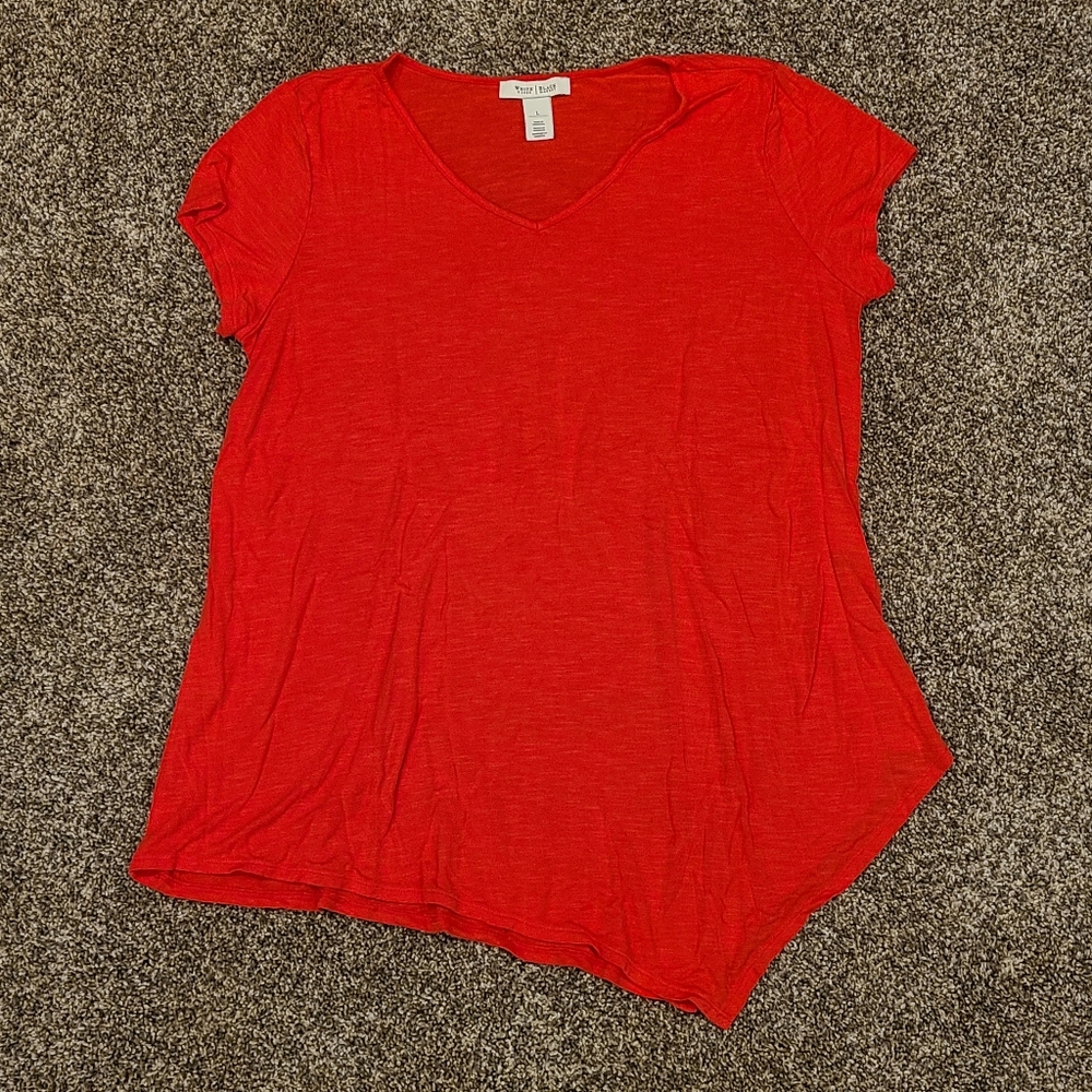 WHBM White House Black Market Short Sleeve Asymmetrical Top